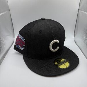 New Era 59FIFTY Chicago Cubs Black Denim 1908 World Series Side Patch Hat Size 7